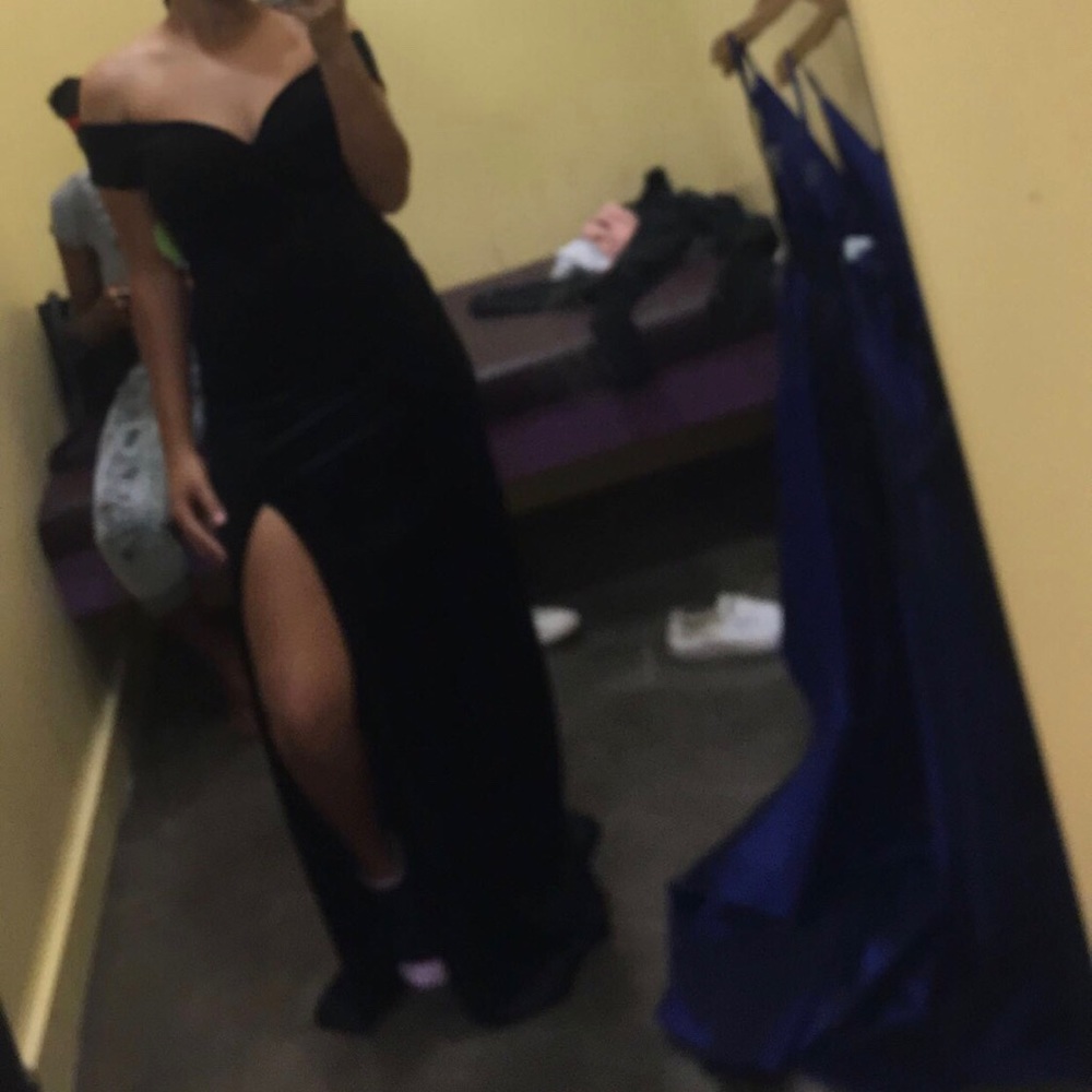 Black Satin prom Dress